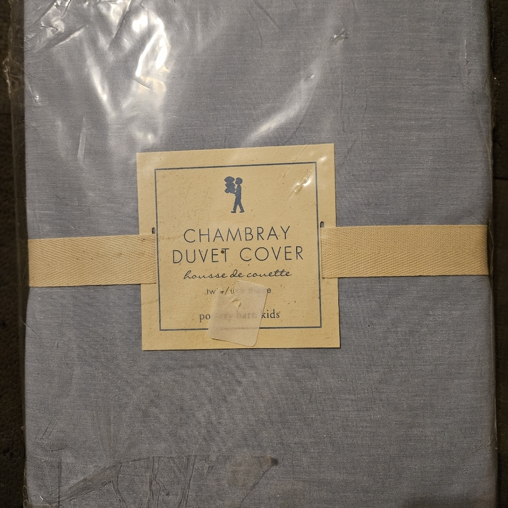 Pottery Barn Kids Chambray Duvet Cover - Soft Blue